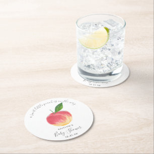 Porta-copo De Papel Redondo Doce Pequeno Chá de fraldas de Pêssego