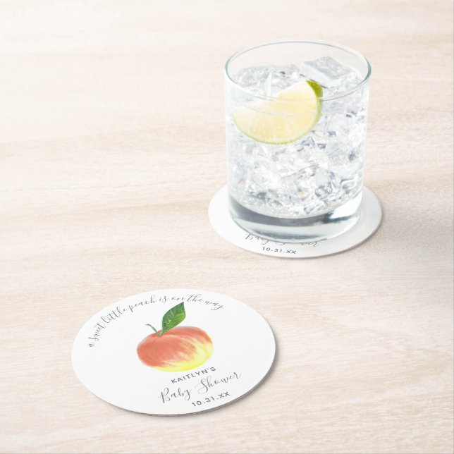 Porta-copo De Papel Redondo Doce Pequeno Chá de fraldas de Pêssego (Insitu)