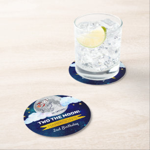Porta-copo De Papel Redondo Dois O segundo aniversário Da Lua