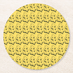 Porta-copo De Papel Redondo dolar dourado