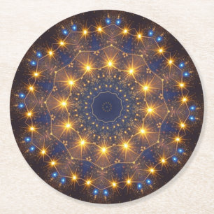 Porta-copo De Papel Redondo Dourado Azul Decorativo