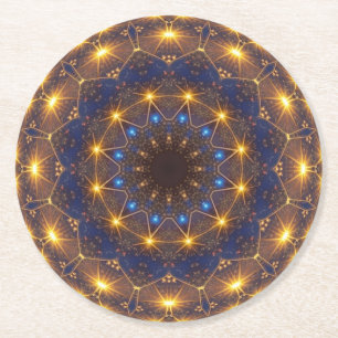 Porta-copo De Papel Redondo Dourado Azul Decorativo
