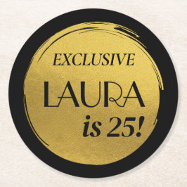 Porta-copo De Papel Redondo Dourado de aniversário moderno