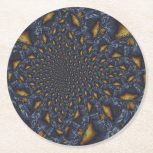 Porta-copo De Papel Redondo Dourado e Silver Blue Molten Metal