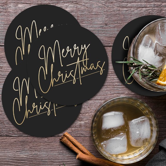 Porta-copo De Papel Redondo Dourado Natal Preto (Criador carregado)