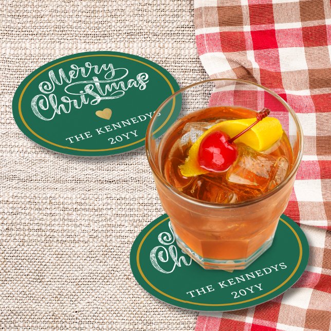 Porta-copo De Papel Redondo Dourado Natal Verde (Criador carregado)