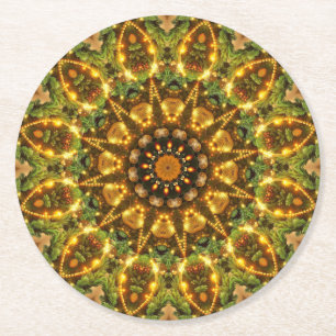 Porta-copo De Papel Redondo Dourado Verde Decorativo