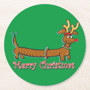 Porta-copo De Papel Redondo Doxie-Feliz-Natal