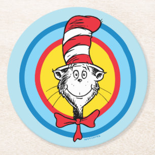 Porta-copo De Papel Redondo Dr. Seuss Gráfico da Cabeça do Gato no Chapéu
