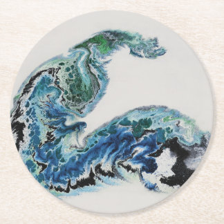 Porta-copo De Papel Redondo “Dragon in the Waves – Abstract Ocean Energy Round