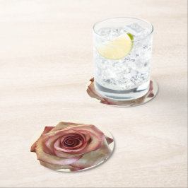 Porta-copo De Papel Redondo Dusty Mauve Pink Rose Round Paper Coaster