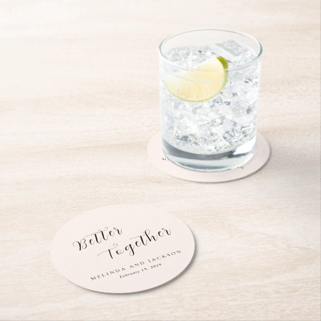 Porta-copo De Papel Redondo Earthy Neutral Modern Wedding (Insitu)