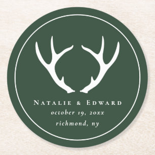 Porta-copo De Papel Redondo Economias rústicas do antler a data