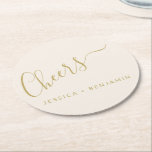Porta-copo De Papel Redondo Ecru minimalista e casamento Dourado<br><div class="desc">Ecru minimalista e Dourada Porta copos de papel de casamento personalizado</div>