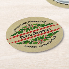 Porta-copo De Papel Redondo Editar Texto de Nome Correspondente à Holly de Nat