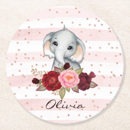 Porta-copo De Papel Redondo Elefante-De-Cana-De-Cama-Rosa