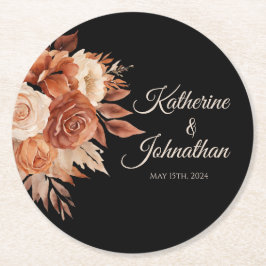 Porta-copo De Papel Redondo Elegância de outono de Watercolor - Porta copos