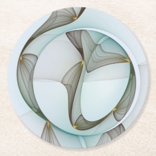 Porta-copo De Papel Redondo Elegância Dourada abstrato Moderna Turquesa Brown