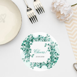 Porta-copo De Papel Redondo Elegant Greenery Wedding Coaster
