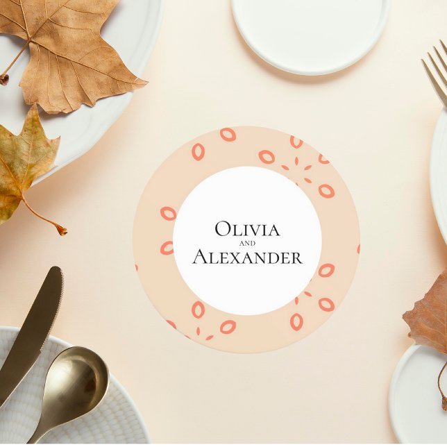 Porta-copo De Papel Redondo Elegant Orange Pattern Wedding Coaster (Criador carregado)