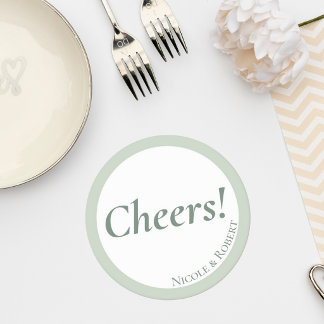 Porta-copo De Papel Redondo Elegant Sage Green Minimalist Wedding Coaster