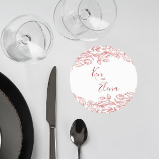 Porta-copo De Papel Redondo Elegant Terracotta Floral Wedding Coaster