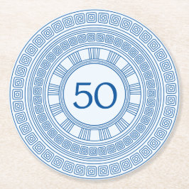 Porta-copo De Papel Redondo Elegante aniversário grego ou romano com cores per