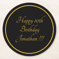 Elegante Dourado Name Happy Birthday Paper Porta c