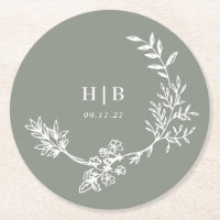 Elegante Envelope Sage Verdes Monogramas Verdes