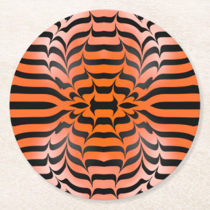 Porta-copo De Papel Redondo Elegante Psicodélico Laranja Negro Tigre Impressão