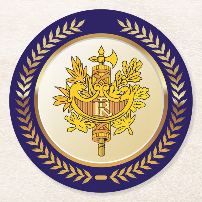 Porta-copo De Papel Redondo Emblema Da França (Frente)