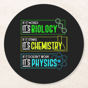 Porta-copo De Papel Redondo Engraçado Biologia Química Física Nerd de Ciência