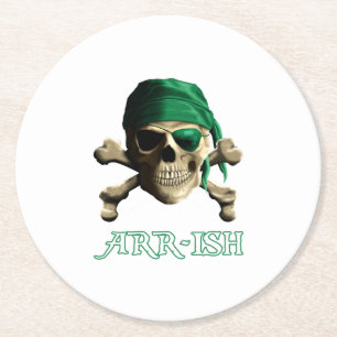 Porta-copo De Papel Redondo Engraçado irlandês Jolly Roger Pirate Skull ARR-
