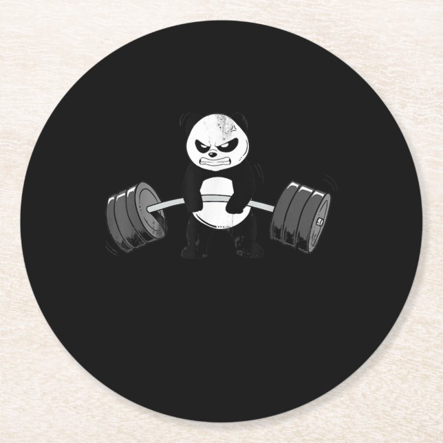 Porta-copo De Papel Redondo Engraçado Panda Workout Kitten Gym Deadlifpower (Frente)