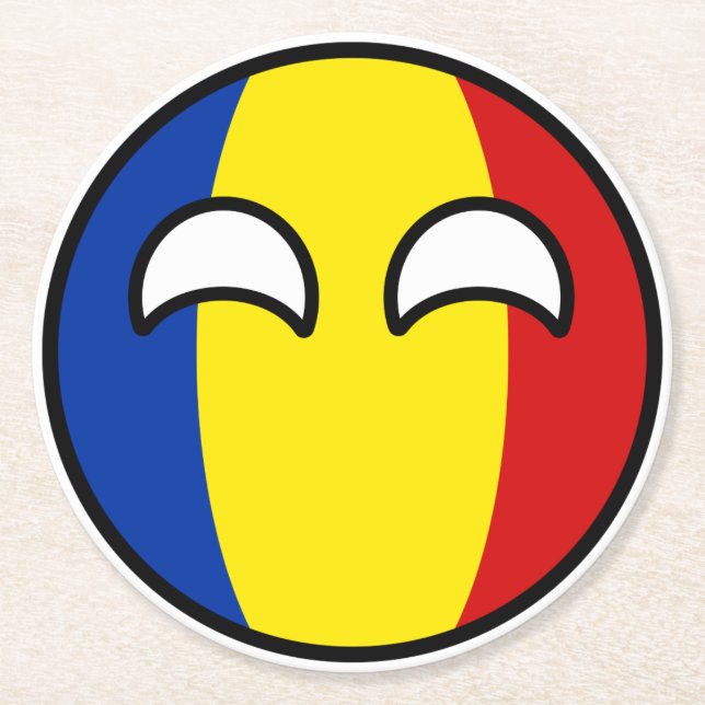 Porta-copo De Papel Redondo Engraçado Tending Geeky Romênia (Frente)