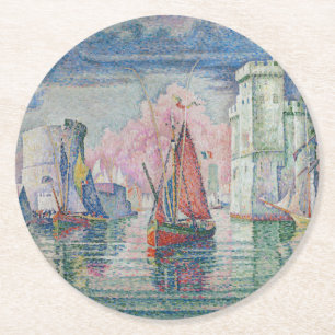 Porta-copo De Papel Redondo Entrada do Porto de La Rochelle, Paul Signac