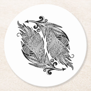Porta-copo De Papel Redondo Esboço inspirado das penas