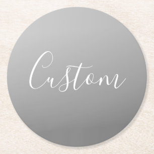 Porta-copo De Papel Redondo Escrita em Script Branco Moderno e Elegante com Gr