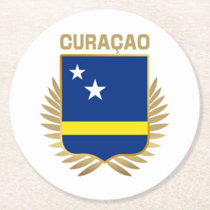 Porta-copo De Papel Redondo Escudo do Sinalizador Curacao