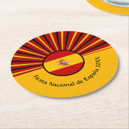 Porta-copo De Papel Redondo Espanha Hispânica de Celebração do Dia Nacional Es