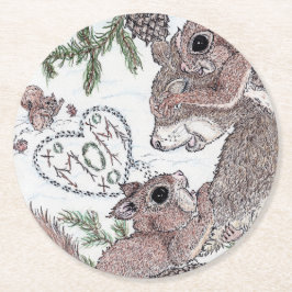 Porta-copo De Papel Redondo Esquilo-Mãe com Kits