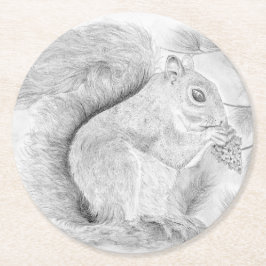 Porta-copo De Papel Redondo Esquilo Nibblando um Snack