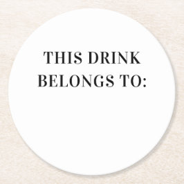 Porta-copo De Papel Redondo Esta bebida pertence a. Casamento simples branco p