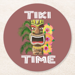 Porta-copo De Papel Redondo Estátua de Tiki das ilhas havaianas