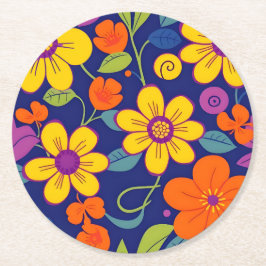 Porta-copo De Papel Redondo Estilo Colorido das Flores-Dopamina
