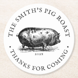 Porta-copo De Papel Redondo Estilo de Vintage  Festa de Porcos