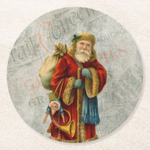 Porta-copo De Papel Redondo Estilo Vintage Pai Natal Papai Noel