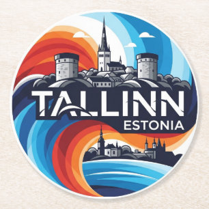 Porta-copo De Papel Redondo Estônia Tallinn Viagem