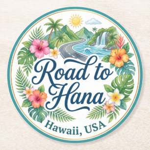 Porta-copo De Papel Redondo Estrada para Hana, Maui, Havaí Havaí
