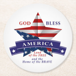 Porta-copo De Papel Redondo Estrela Americana Patriótica V3